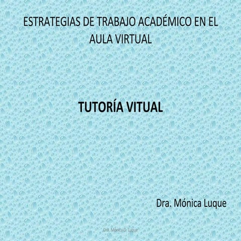 ESTRATEGIAS DE TRABAJO ACADÉMICO EN EL AULA VIRTUAL