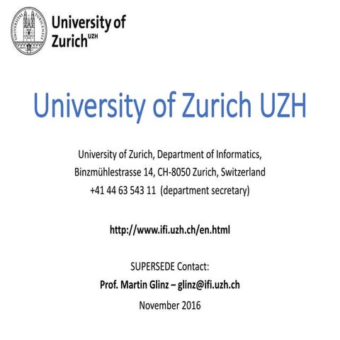 UZH - Role in SUPERSEDE project