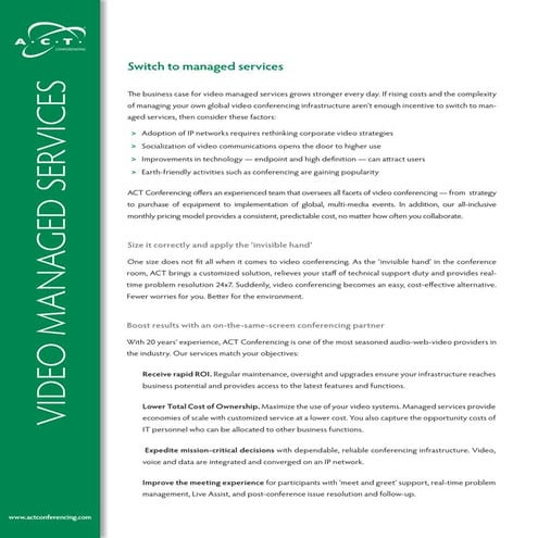 V i d e o M a n a g e d S e r V i c e S