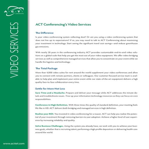 V i d e o S e r V i c e S