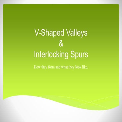 V shaped valleys and interlocking spurs