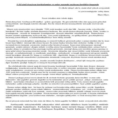 V xi sinif riyaziyyat kurikulumları və onlar əsasında yazılacaq dərsliklər ha...