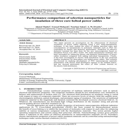 Performance comparison of selection nanoparticles for insulation of three cor...