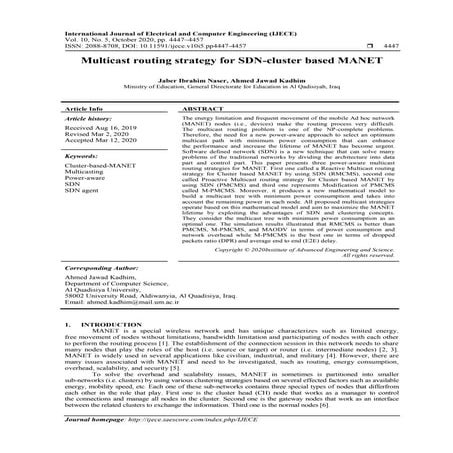 Multicast routing strategy for SDN-cluster based MANET 