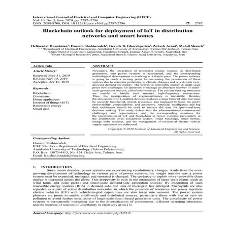 Blockchain outlook for deployment of IoT in distribution networks and smart h...