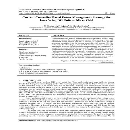 Current Controller Based Power Management Strategy for Interfacing DG Units t...