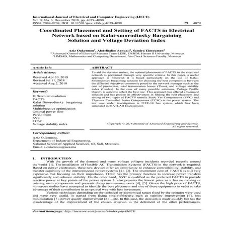 Coordinated Placement and Setting of FACTS in Electrical Network based on Kal...