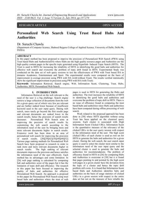 Personalized Web Search Using Trust Based Hubs And Authorities