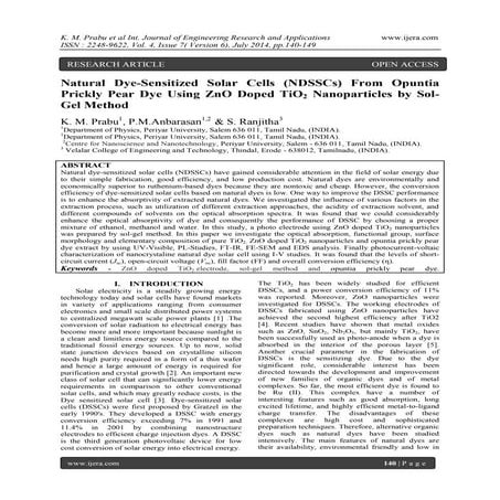 Natural Dye-Sensitized Solar Cells (NDSSCs) From Opuntia Prickly Pear Dye Usi...