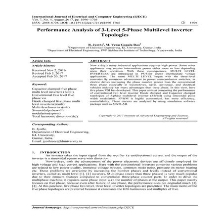 Performance Analysis of 3-Level 5-Phase Multilevel Inverter Topologies ...
