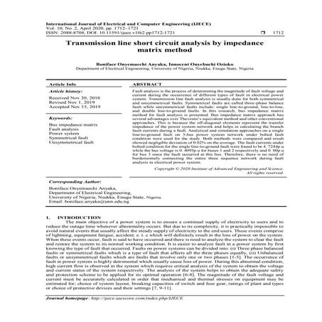 Transmission line short circuit analysis by impedance matrix method 