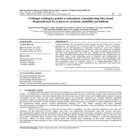Voltage collapse point evaluation considering the load dependence in a power ...