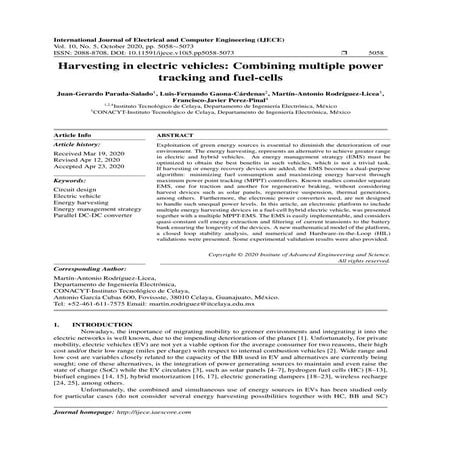 Harvesting in electric vehicles: Combining multiple power tracking and fuel-c...