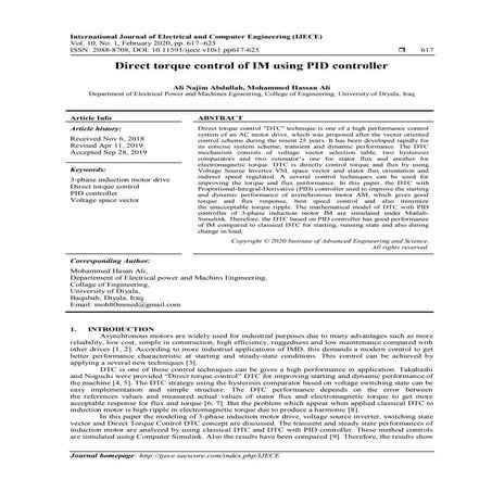 Direct torque control of IM using PID controller  
