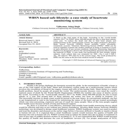 WBSN based safe lifestyle: a case study of heartrate monitoring system 
