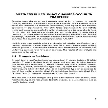 Business rules: What changes occur in practice?