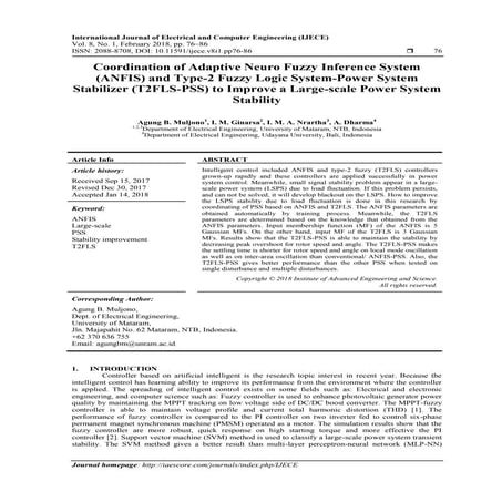 Coordination of Adaptive Neuro Fuzzy Inference System (ANFIS) and Type-2 Fuzz...