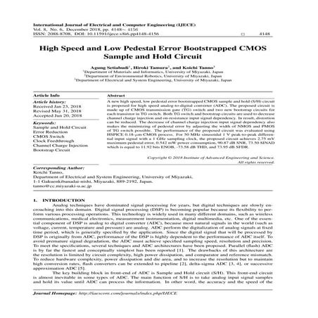 High Speed and Low Pedestal Error Bootstrapped CMOS Sample and Hold Circuit