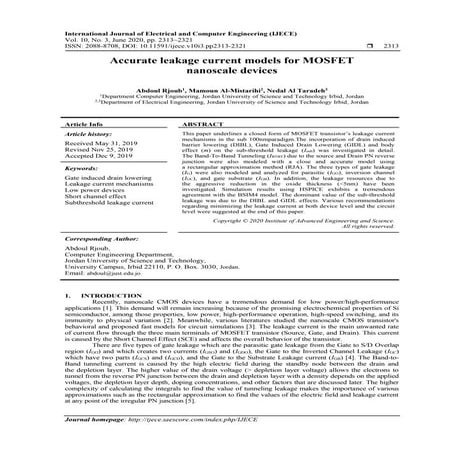 Analysis of leakage current calculation for nanoscale MOSFET and FinFET ...