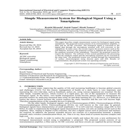 Simple Measurement System for Biological Signal Using a Smartphone 