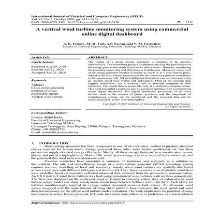 A vertical wind turbine monitoring system using commercial online digital das...