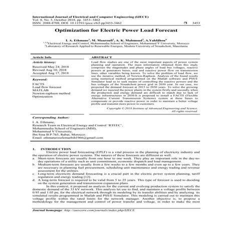 Optimization for Electric Power Load Forecast 