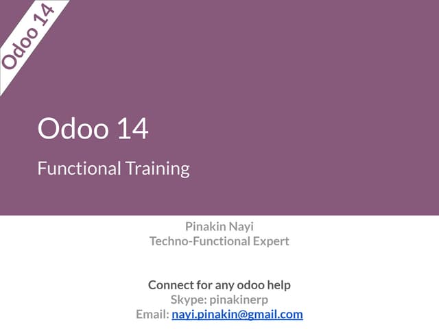 [V14] Odoo functional training Pinakin Nayi