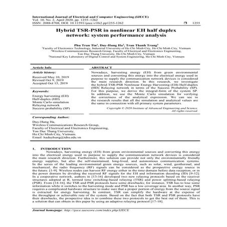 Hybrid TSR-PSR in nonlinear EH half duplex  network: system performance analy...