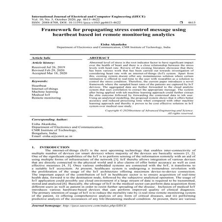 Framework for propagating stress control message using heartbeat based iot re...
