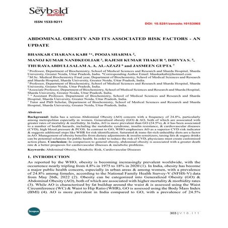 ABDOMINAL OBESITY AND ITS ASSOCIATED RISK FACTORS - AN UPDATE