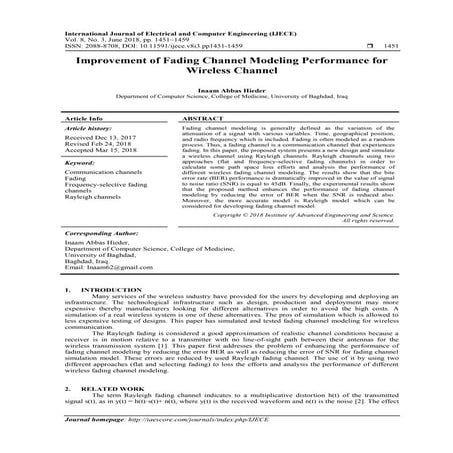 Improvement of Fading Channel Modeling Performance for Wireless Channel 