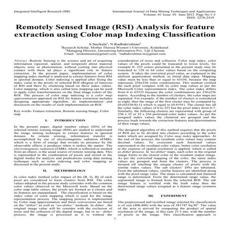 Remotely Sensed Image (RSI) Analysis for feature extraction using Color map I...