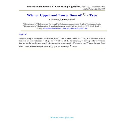 Wiener Upper and Lower Sum of - Tree