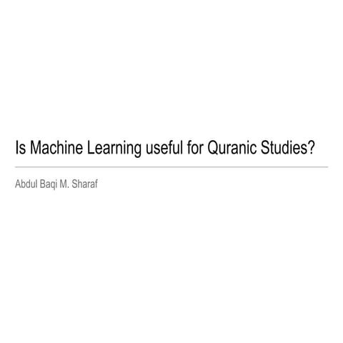 Machine Learning and Quran - The Meccan and Medinan Verses