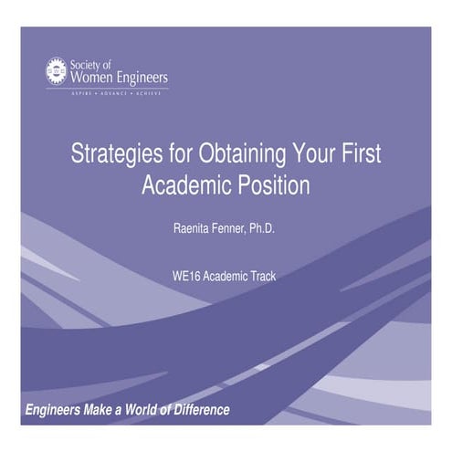 WE16 - Strategies for Obtaining Your First Academic Position