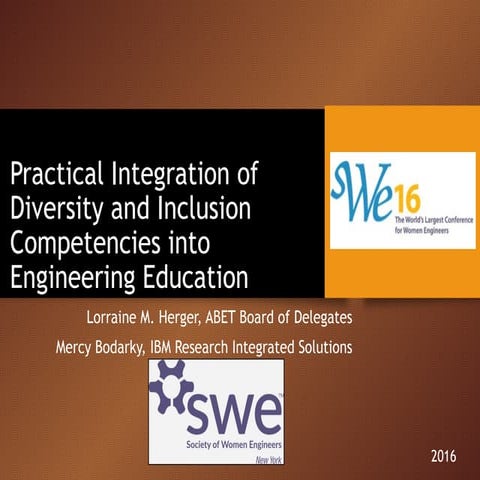 WE16 - Practical Integration of Diversity and Inclusion Competencies into Eng...