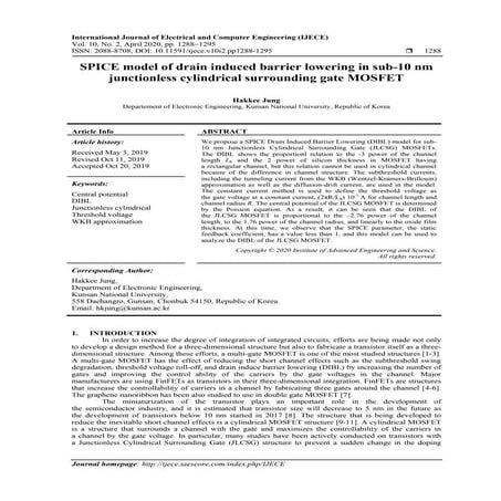 SPICE model of drain induced barrier lowering in sub-10 nm junctionless cylin...