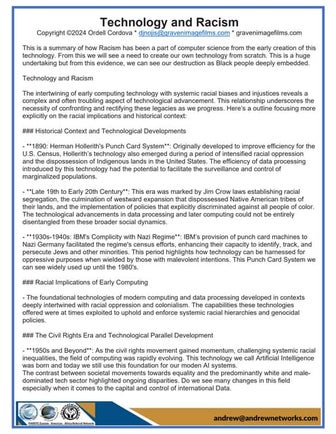 v20240306 Technology and Racism Copyright 2024 Ordell Cordova