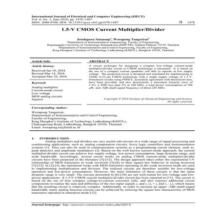 1.5-V CMOS Current Multiplier/Divider 