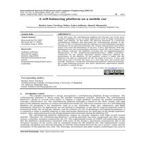 A self-balancing platform on a mobile car