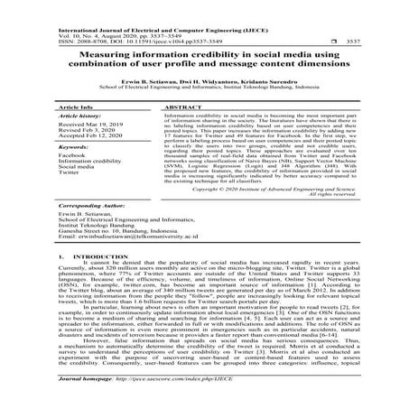 Measuring information credibility in social media using combination of user p...