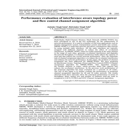 Performance evaluation of interference aware topology power and flow control ...