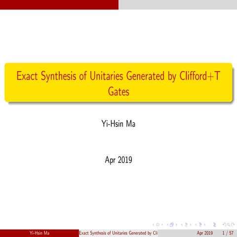 Exact synthesis of unitaries generated by Clifford and T gates