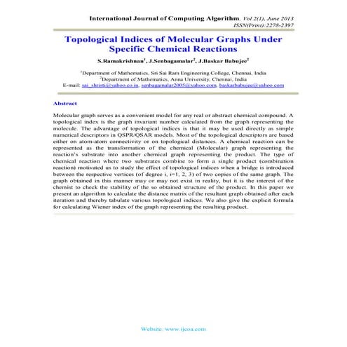 Topological Indices of Molecular Graphs Under Specific Chemical Reactions