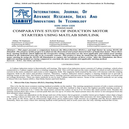 COMPARATIVE STUDY OF INDUCTION MOTOR STARTERS USING MATLAB SIMULINK