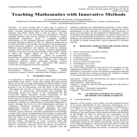 Teaching Mathematics with Innovative Methods | DOCX