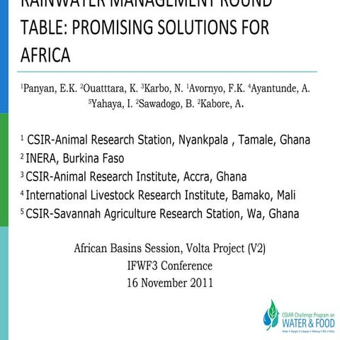 Rainwater management round table: Promising solutions for Africa