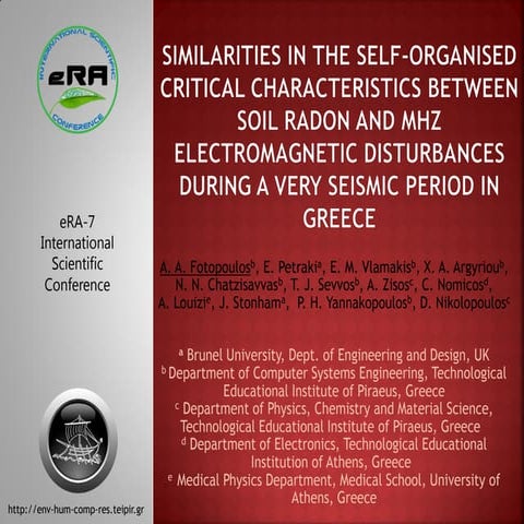 Similarities in the self organised critical characteristics between radon and...