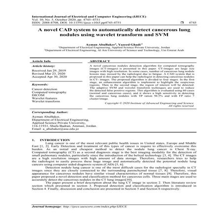   A novel CAD system to automatically detect cancerous lung nodules using wav...