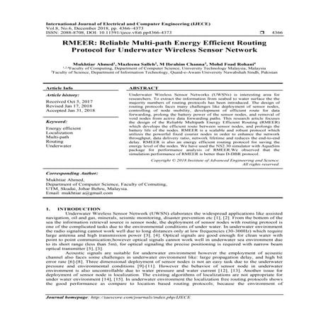 RMEER: Reliable Multi-path Energy Efficient Routing Protocol for Underwater W...
